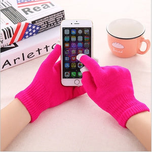 Winter Touch Screen Gloves Women Men Warm Stretch Knit Mittens Imitation Wool Full Finger