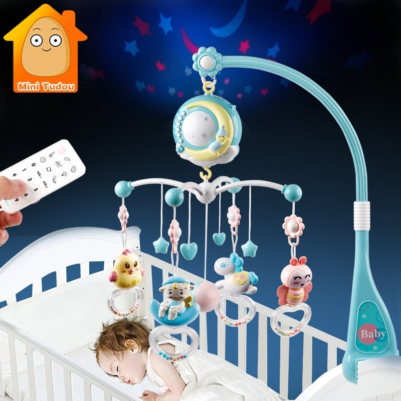 Baby Rattles Crib Mobiles Toy Holder Rotating Crib Mobile Bed Musical Box Projection 0-12 Months Newborn Infant Baby Boy Toys