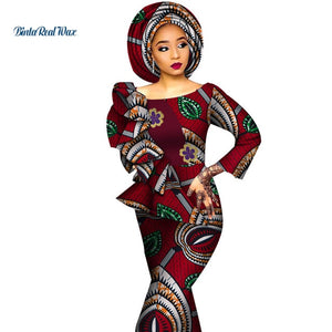 Dresses for Women Print Draped Straight Long Dresses Vestidos Bazin Riche African Ankara Dresses Clothing
